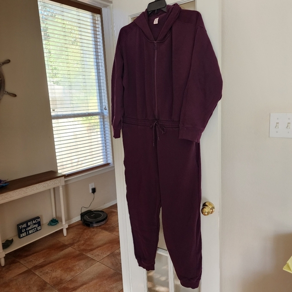 Victoria's Secret Burgundy One Piece Jumpsuit Sweatsuit Comfy Cozy Warm XXL - Picture 2 of 15